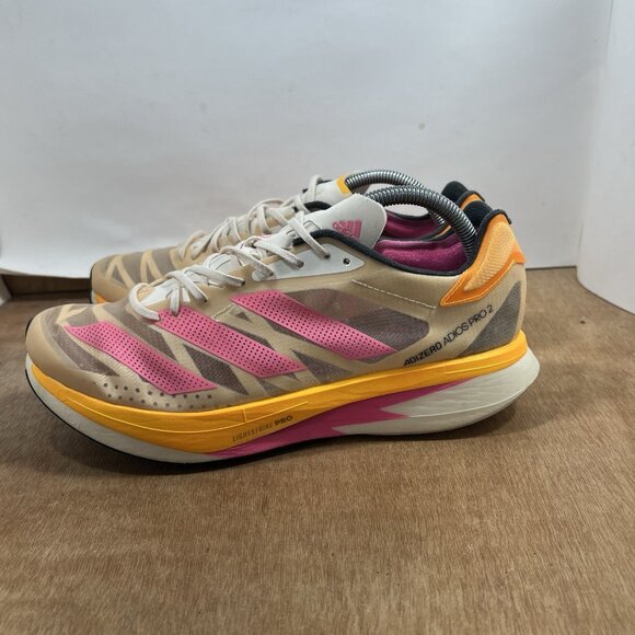 Adidas Adizero Adios Pro 2 NYC 2021 Halo Ivory Pink Solar Gold Mens Size 10 - Picture 3 of 9